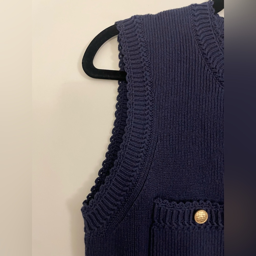 Reformation Catalina Cotton Mini Dress Navy Blue - Picture 6 of 8